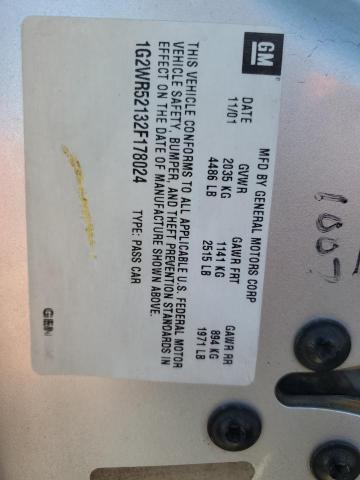 1G2WR52132F178024 - 2002 PONTIAC GRAND PRIX GTP Gümüş foto 12