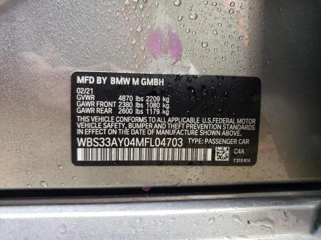 WBS33AY04MFL04703 - 2021 BMW M3 COMPETITION SILVER photo 12
