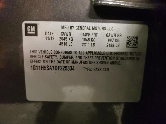 1G11H5SA7DF225334 - 2013 CHEVROLET MALIBU LTZ ნაცრისფერი ფოტო 12