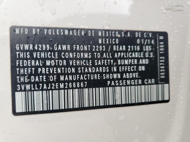 3VWLL7AJ2EM266867 - 2014 VOLKSWAGEN JETTA TDI WHITE photo 12