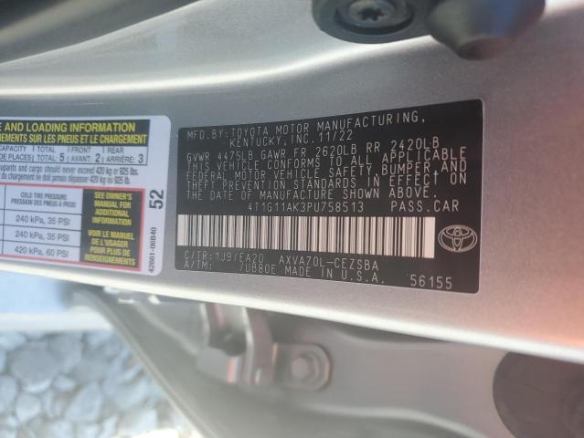 4T1G11AK3PU758513 - 2023 TOYOTA CAMRY SE NIGHT SHADE SILVER photo 12