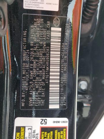 4T1G11AK4RU906283 - 2024 TOYOTA CAMRY SE NIGHT SHADE BLACK photo 12