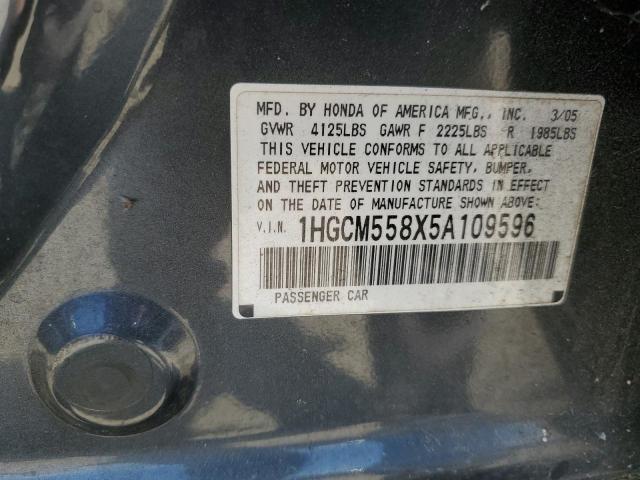 1HGCM558X5A109596 - 2005 HONDA ACCORD EX GRAY photo 12