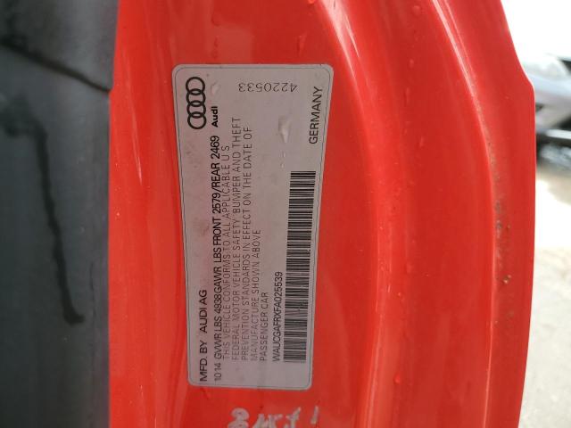 WAUCGAFRXFA025539 - 2015 AUDI S5 PREMIUM PLUS წითელი ფოტო 12