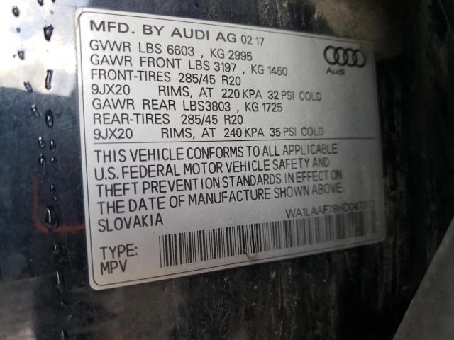 WA1LAAF78HD047263 - 2017 AUDI Q7 PREMIUM PLUS BLUE photo 13