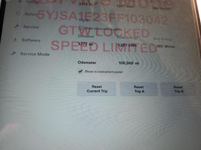 5YJSA1E23FF103042 - 2015 TESLA MODEL S Qara foto 9