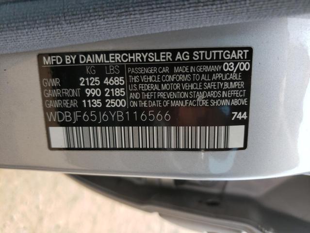 WDBJF65J6YB116566 - 2000 MERCEDES-BENZ E 320 SILVER photo 12