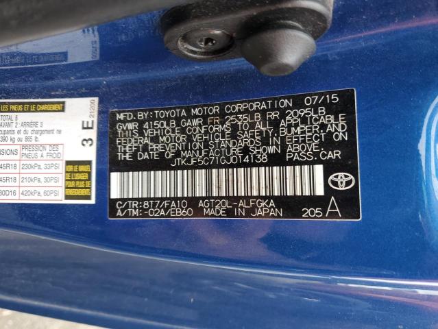 JTKJF5C71GJ014138 - 2016 TOYOTA SCION TC ლურჯი ფოტო 13