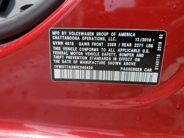 1VWDT7A38HC045429 - 2017 VOLKSWAGEN PASSAT R-LINE Կարմիր լուսանկար 13
