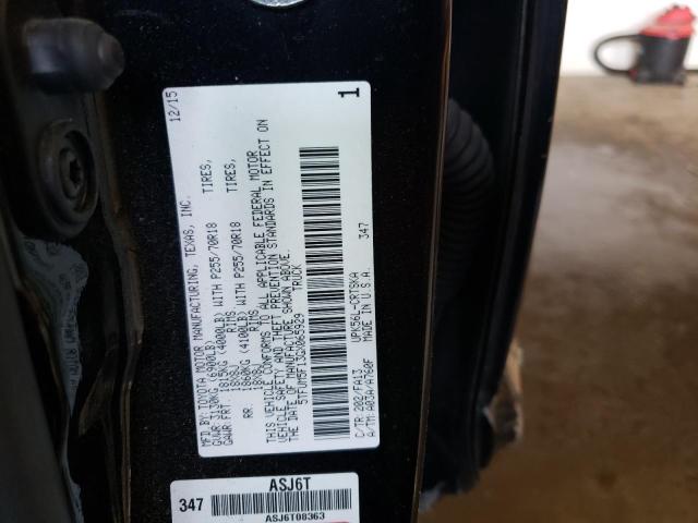 5TFUM5F13GX065929 - 2016 TOYOTA TUNDRA DOUBLE CAB SR/SR5 BLACK photo 12