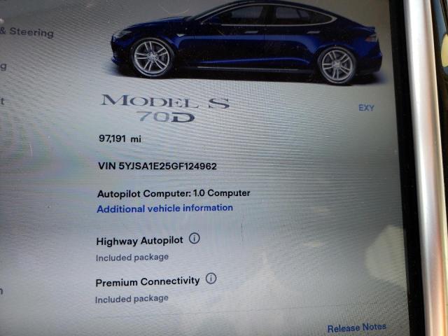 5YJSA1E25GF124962 - 2016 TESLA MODEL S Mavi foto 9