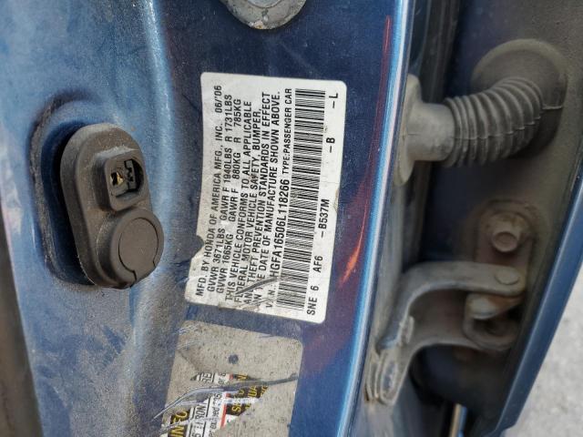 1HGFA16506L118266 - 2006 HONDA CIVIC LX BLUE photo 12