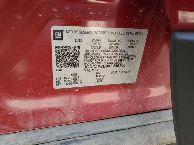 3GNCJPSB8KL246700 - 2019 CHEVROLET TRAX 1LT RED photo 13