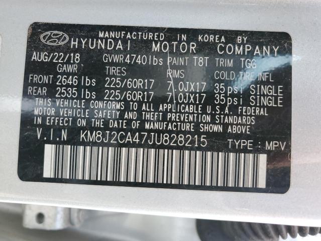 KM8J2CA47JU828215 - 2018 HYUNDAI TUCSON SE SILVER photo 12