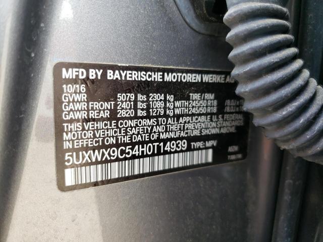 5UXWX9C54H0T14939 - 2017 BMW X3 XDRIVE28I GRAY photo 13