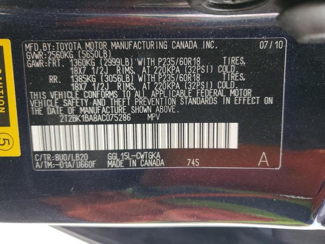 2T2BK1BA8AC075286 - 2010 LEXUS RX 350 BLUE photo 13