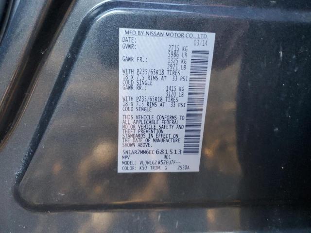 5N1AR2MM6EC681513 - 2014 NISSAN PATHFINDER S 石墨色 照片 13