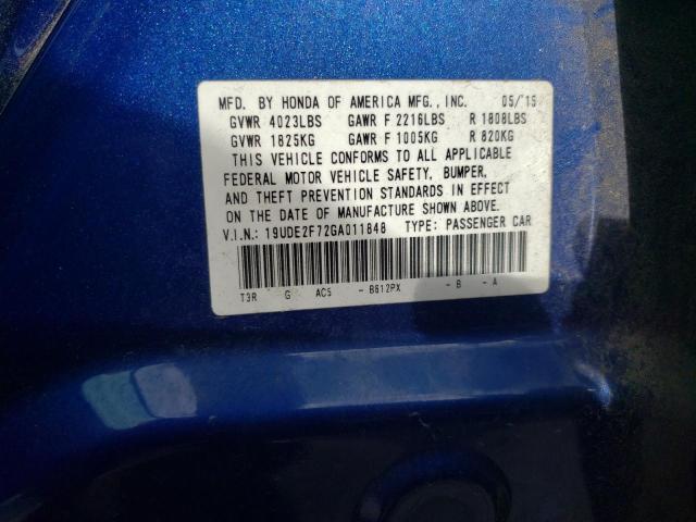 19UDE2F72GA011848 - 2016 ACURA ILX PREMIUM TECH BLUE photo 12