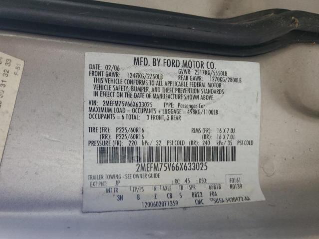 2MEFM75V66X633025 - 2006 MERCURY GRAND MARQ LS SILVER photo 12