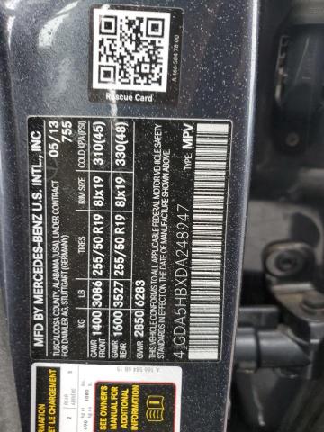 4JGDA5HBXDA248947 - 2013 MERCEDES-BENZ ML 350 4MATIC GRAY photo 13