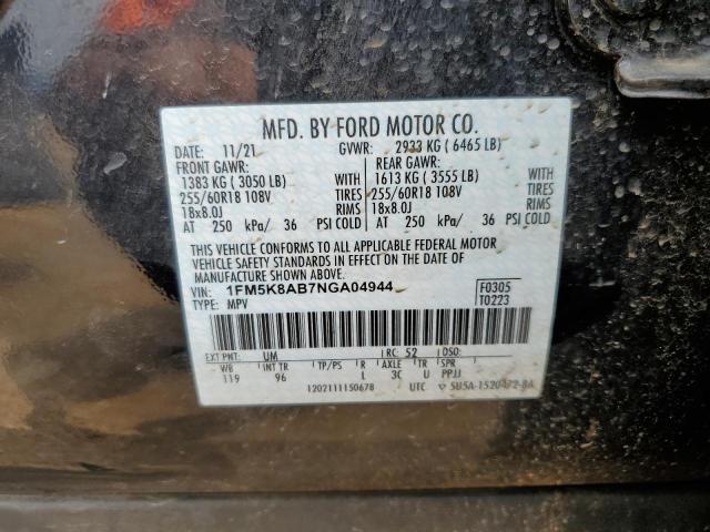 1FM5K8AB7NGA04944 - 2022 FORD EXPLORER POLICE INTERCEPTOR BLACK photo 13