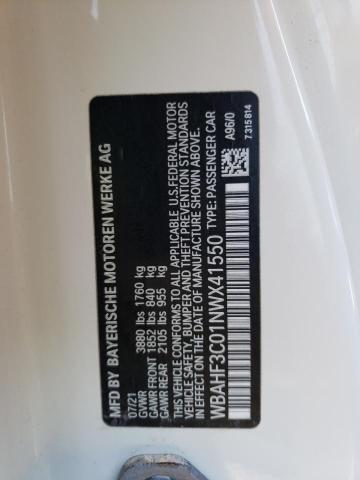 WBAHF3C01NWX41550 - 2022 BMW Z4 SDRIVE30I WHITE photo 12