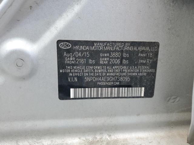 5NPDH4AE9GH738095 - 2016 HYUNDAI ELANTRA SE SILVER photo 12