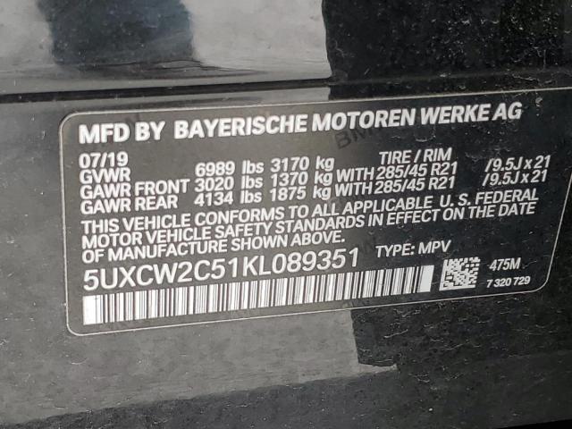 5UXCW2C51KL089351 - 2019 BMW X7 XDRIVE40I BLACK photo 13