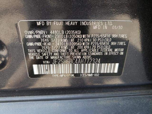 JF2SH6BC4AH772324 - 2010 SUBARU FORESTER XS GRAY photo 12