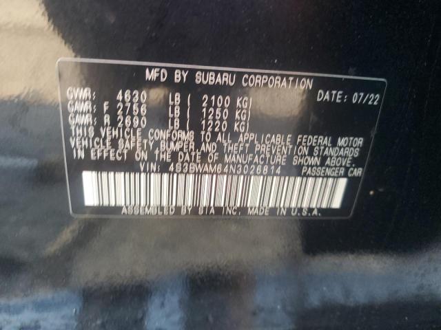 4S3BWAM64N3026814 - 2022 SUBARU LEGACY LIMITED BLACK photo 13