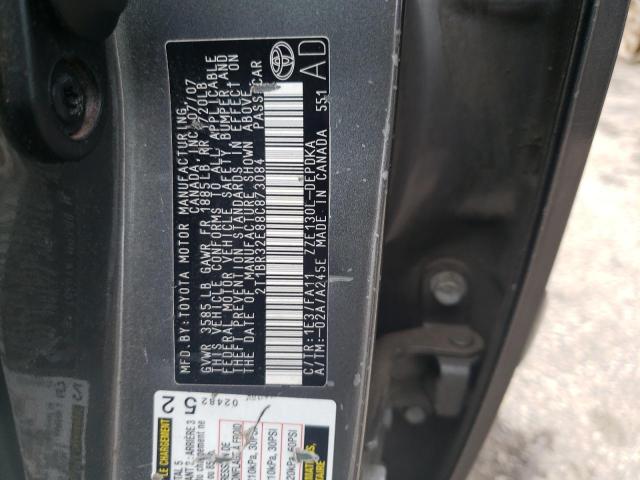 2T1BR32E88C873084 - 2008 TOYOTA COROLLA CE GRAY photo 12