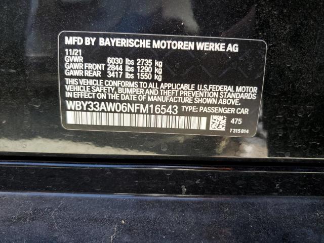 WBY33AW06NFM16543 - 2022 BMW I4 M50 BLACK photo 12