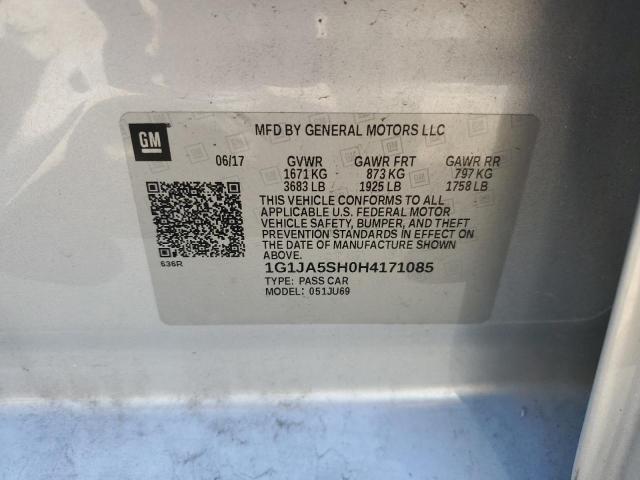 1G1JA5SH0H4171085 - 2017 CHEVROLET SONIC LS SILVER photo 12