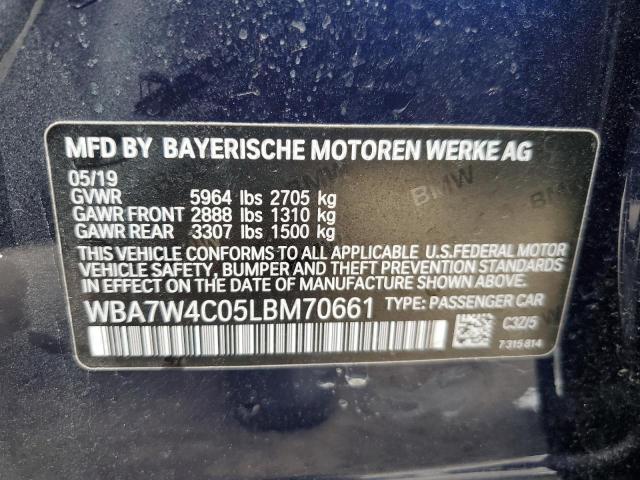 WBA7W4C05LBM70661 - 2020 BMW 745XE BLUE photo 12