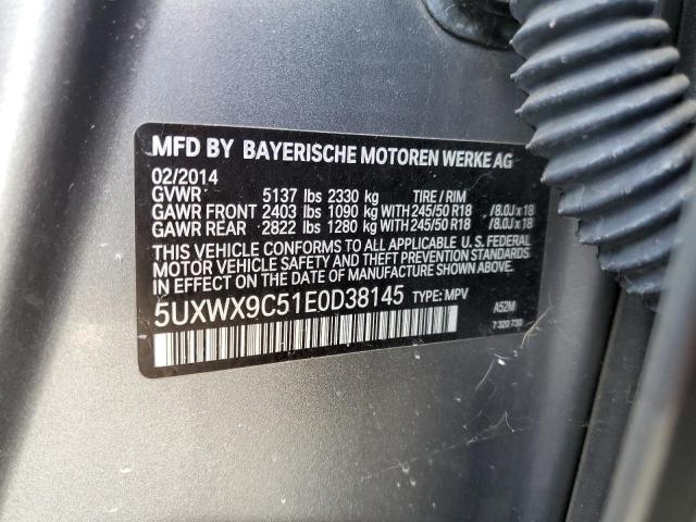 5UXWX9C51E0D38145 - 2014 BMW X3 XDRIVE28I GRAY photo 13