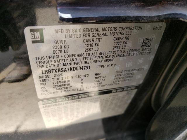 LRBFXBSA7KD004791 - 2019 BUICK ENVISION PREFERRED BLACK photo 13