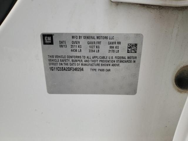 1G11C5SA2DF348294 - 2013 CHEVROLET MALIBU 1LT WHITE photo 12