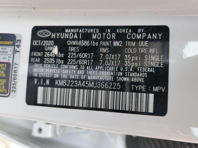 KM8J23A45MU366225 - 2021 HYUNDAI TUCSON SE WHITE photo 12