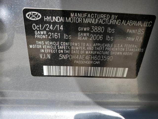 5NPDH4AE4FH603590 - 2015 HYUNDAI ELANTRA SE SILVER photo 12