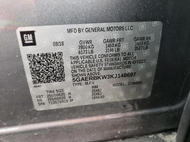 5GAERBKW3KJ148697 - 2019 BUICK ENCLAVE ESSENCE SILVER photo 13