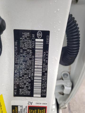 4T1BK3DB3CU459239 - 2012 TOYOTA AVALON BASE 白色 照片 12