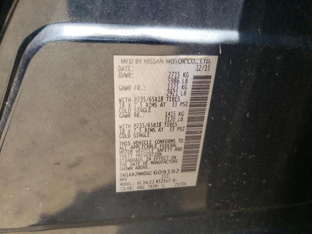 5N1AR2MM0GC609192 - 2016 NISSAN PATHFINDER S 蓝色 照片 13