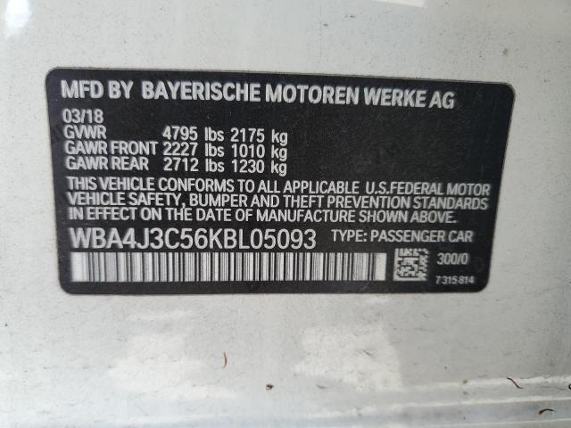 WBA4J3C56KBL05093 - 2019 BMW 430XI GRAN COUPE WHITE photo 12