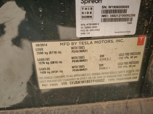 5YJSA1H18EFP49002 - 2014 TESLA MODEL S 黑色 照片 12