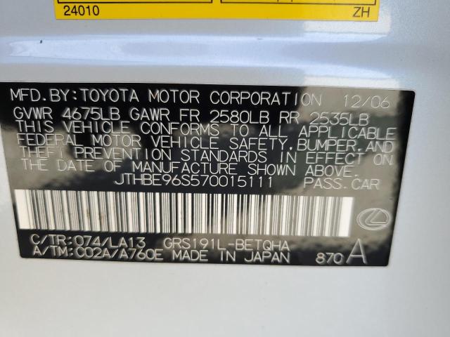 JTHBE96S570015111 - 2007 LEXUS GS 350 WHITE photo 12