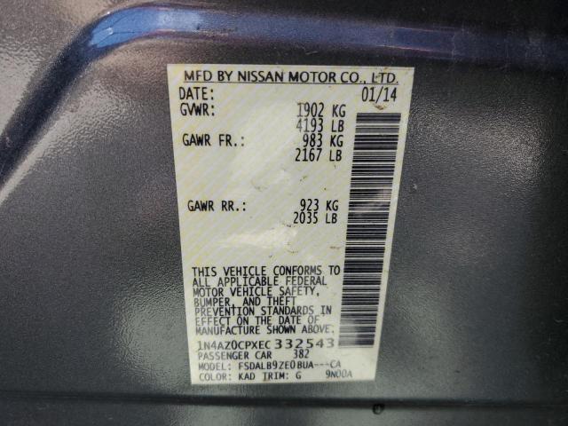 1N4AZ0CPXEC332543 - 2014 NISSAN LEAF S CHARCOAL photo 12