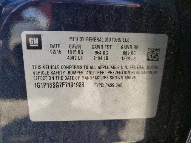 1G1P15SG7F7191928 - 2015 CHEVROLET CRUZE L CHARCOAL photo 12