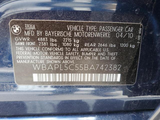 WBAPL5C55BA742382 - 2011 BMW 335 XI BLUE photo 12