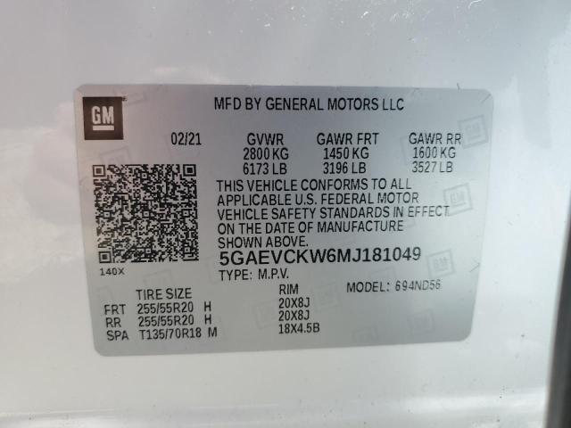5GAEVCKW6MJ181049 - 2021 BUICK ENCLAVE AVENIR 白色 照片 13