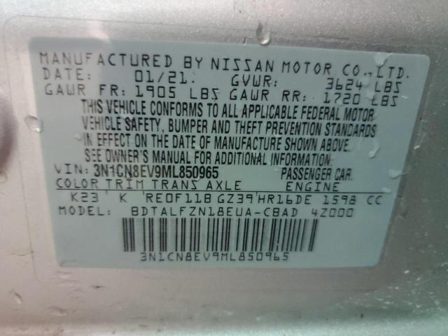 3N1CN8EV9ML850965 - 2021 NISSAN VERSA SV SILVER photo 12